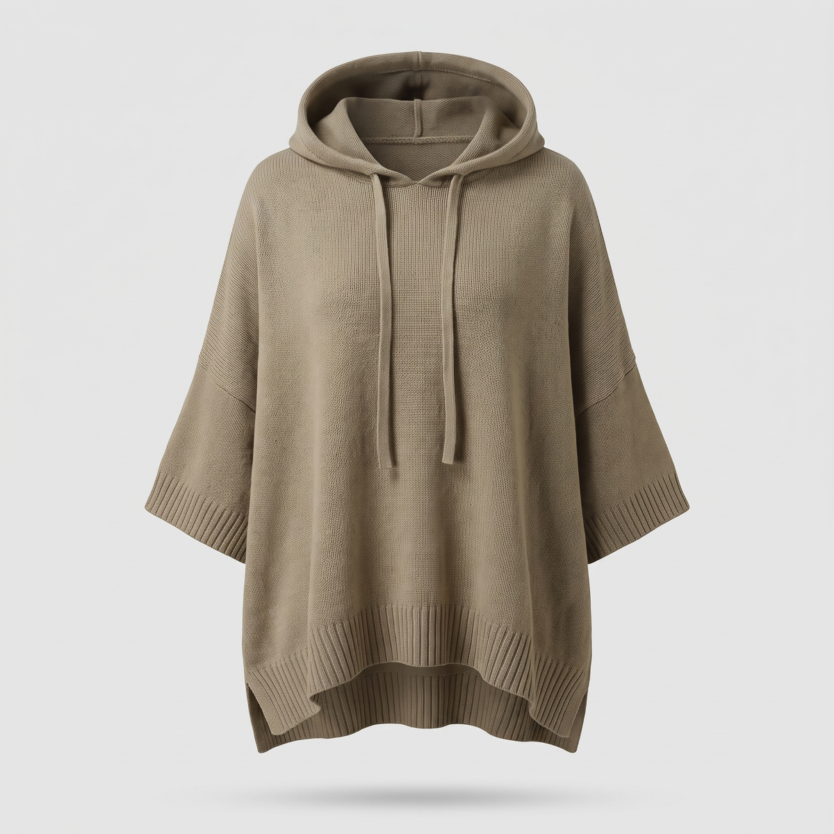 BATWING HOODED KNIT CAPE