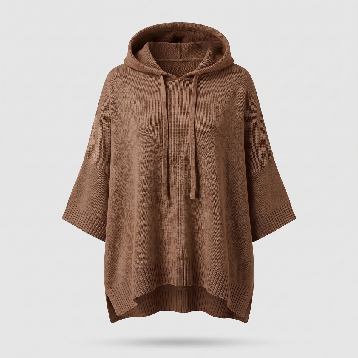 BATWING HOODED KNIT CAPE