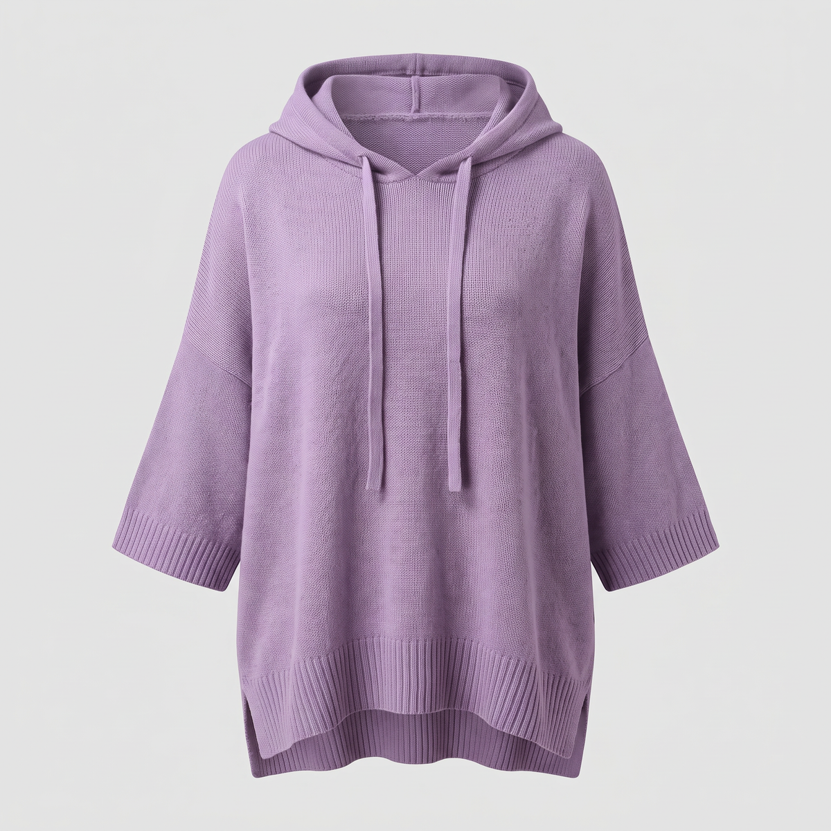 BATWING HOODED KNIT CAPE