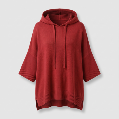 BATWING HOODED KNIT CAPE