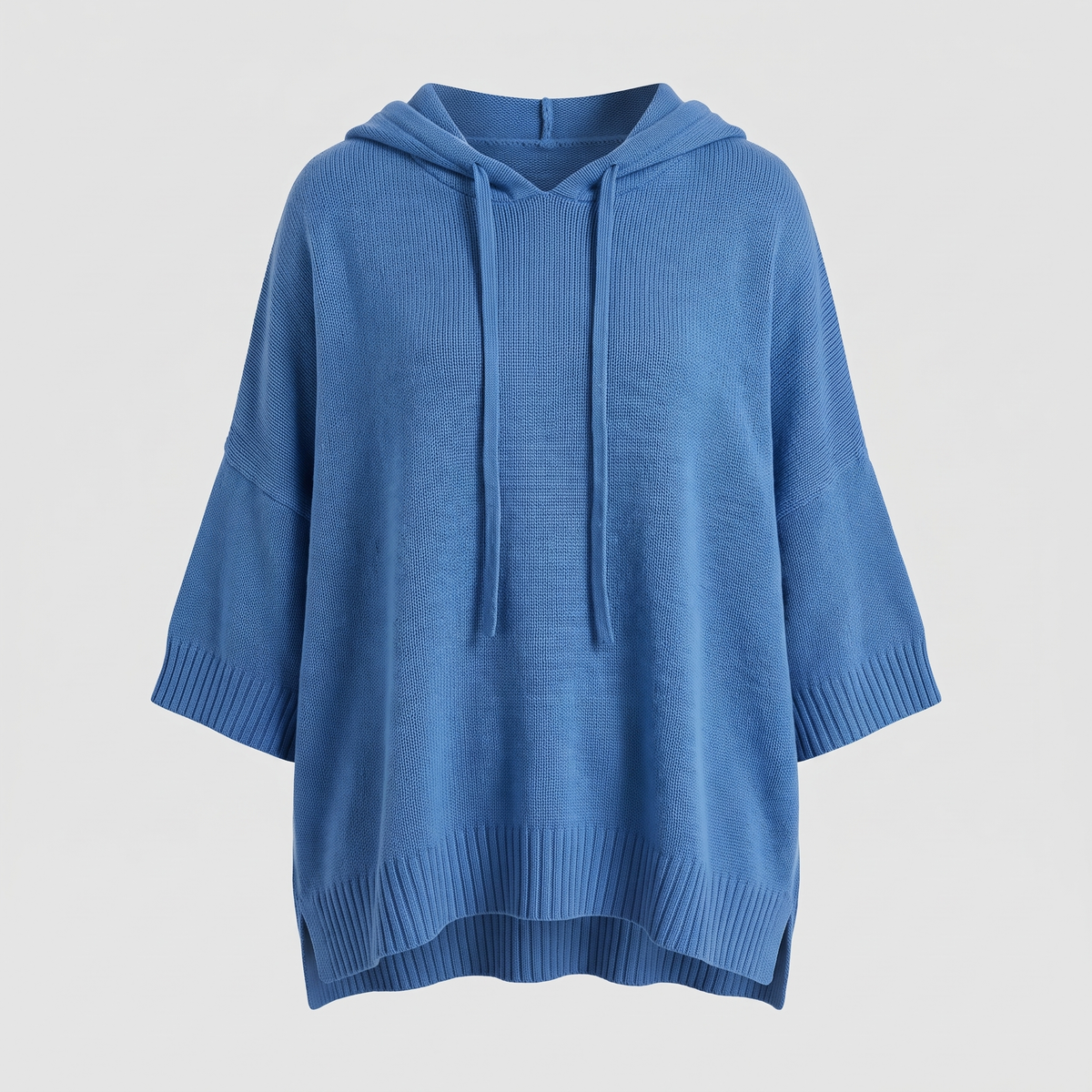 BATWING HOODED KNIT CAPE
