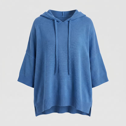 BATWING HOODED KNIT CAPE