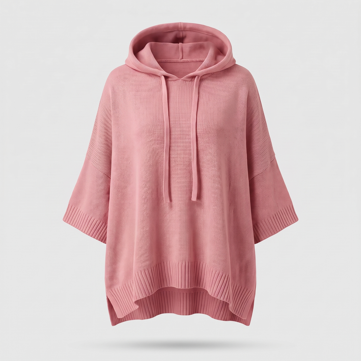 BATWING HOODED KNIT CAPE