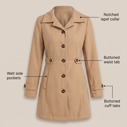 WAIST TAB TAILORED COAT