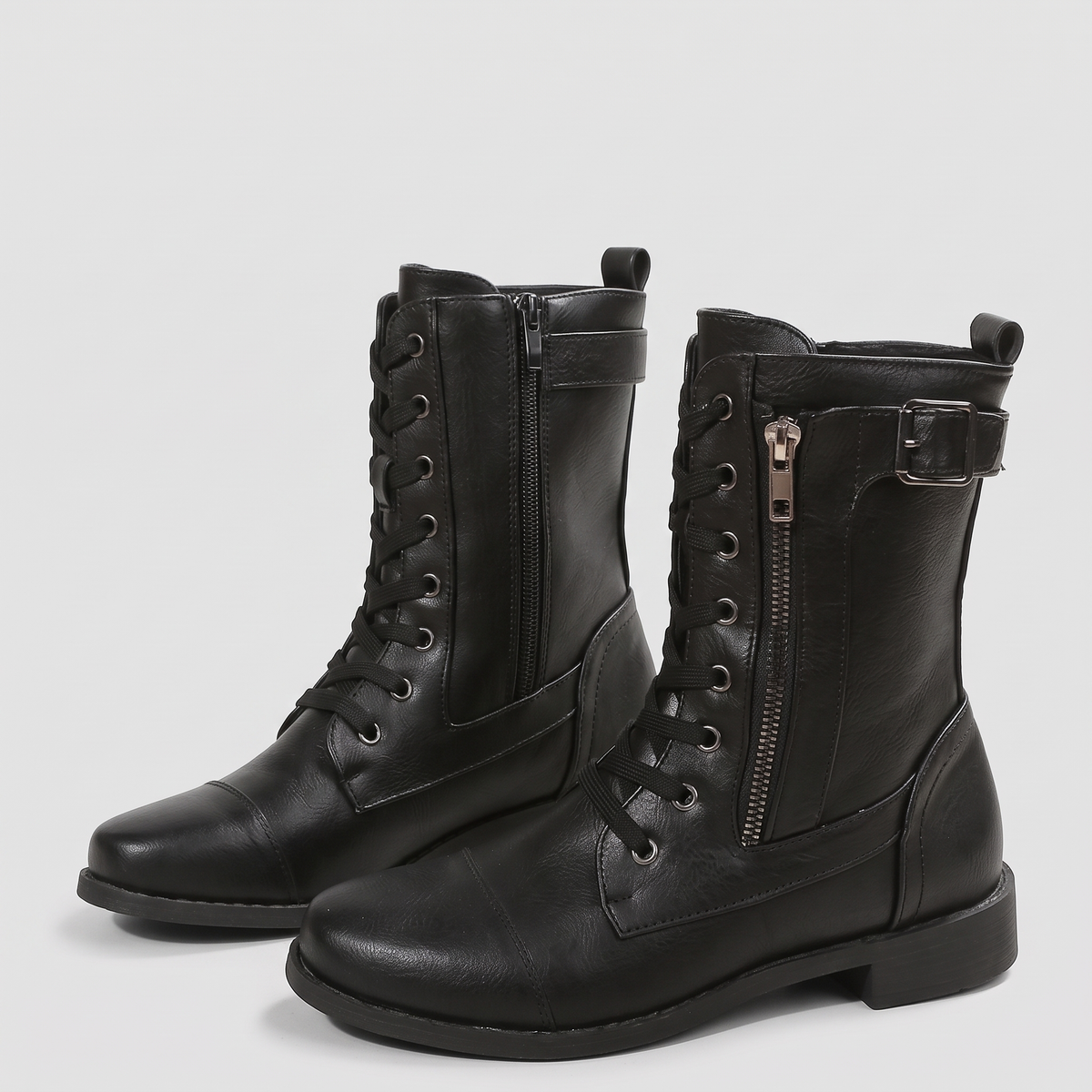 DOUBLE FASTEN ANKLE BOOTS