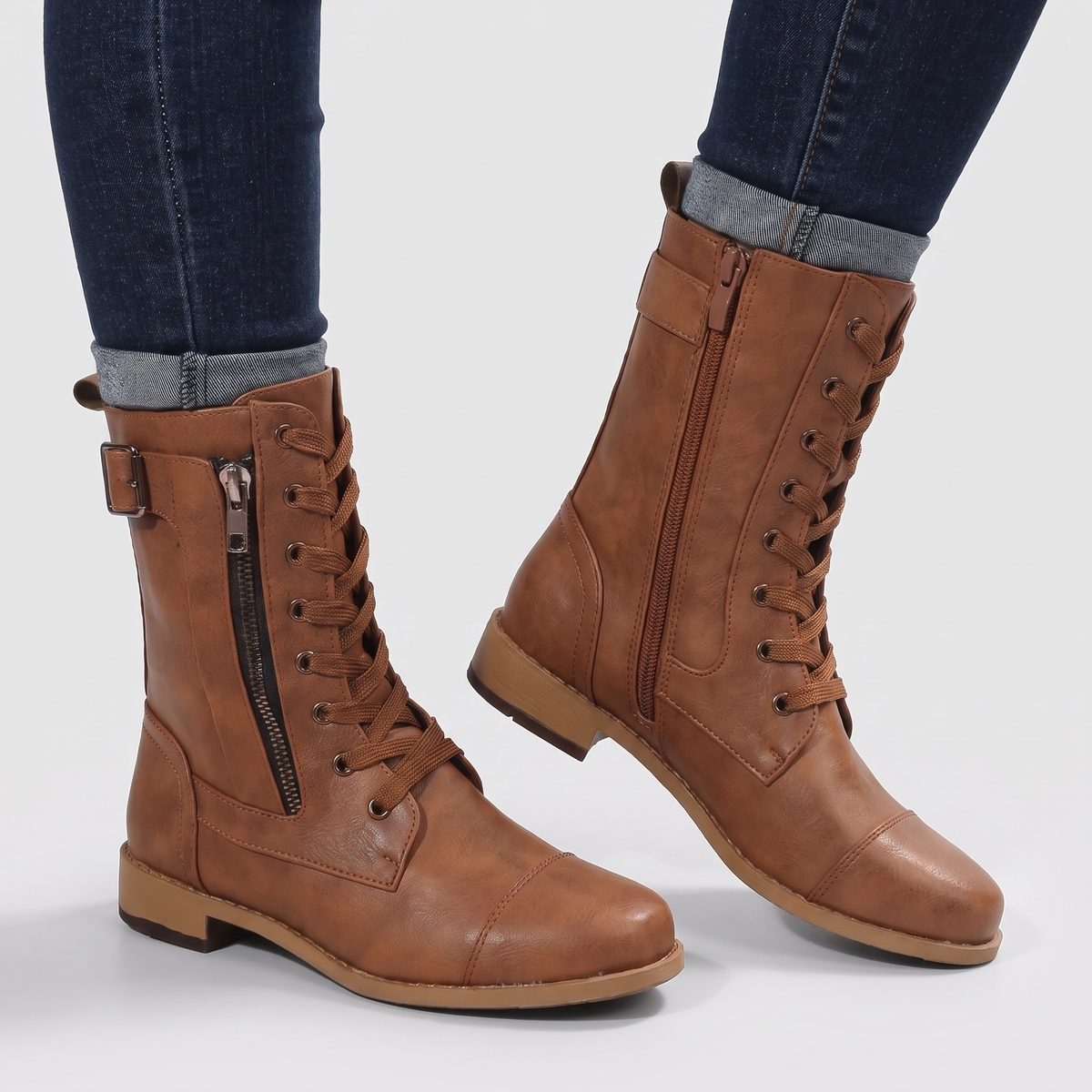 DOUBLE FASTEN ANKLE BOOTS
