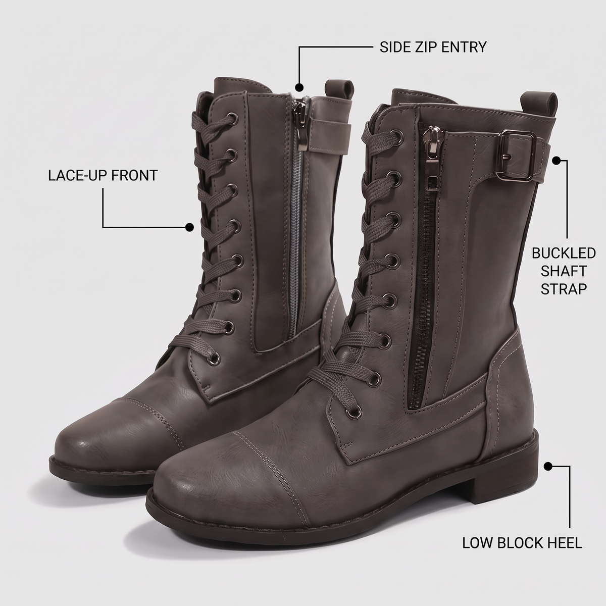 DOUBLE FASTEN ANKLE BOOTS