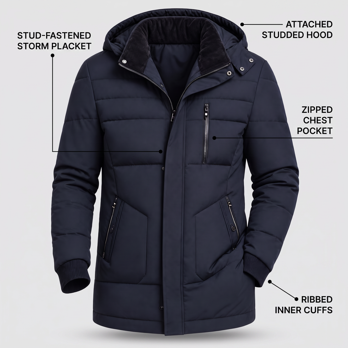 HOODED PADDED UTILITY JACKET