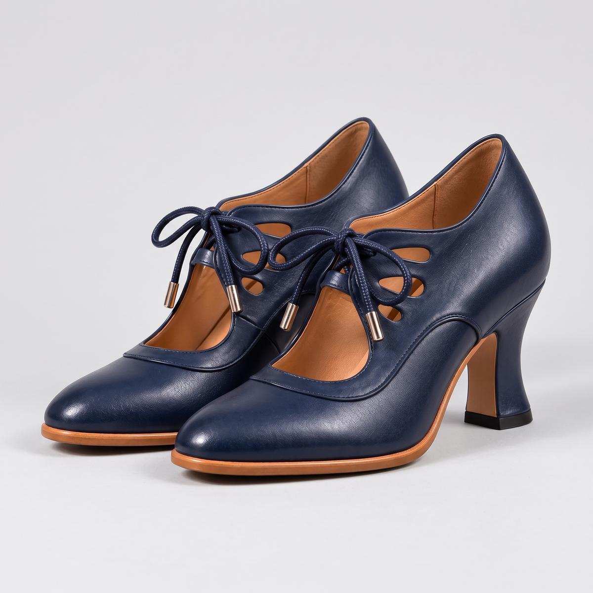 LACE-UP CUTOUT COURT SHOES
