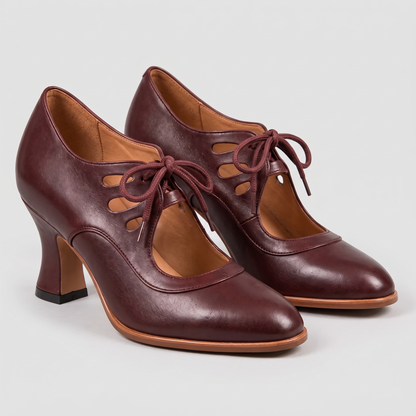LACE-UP CUTOUT COURT SHOES