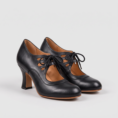 LACE-UP CUTOUT COURT SHOES