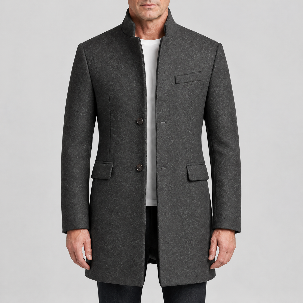 MANDARIN COLLAR TAILORED COAT