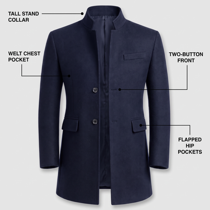 MANDARIN COLLAR TAILORED COAT