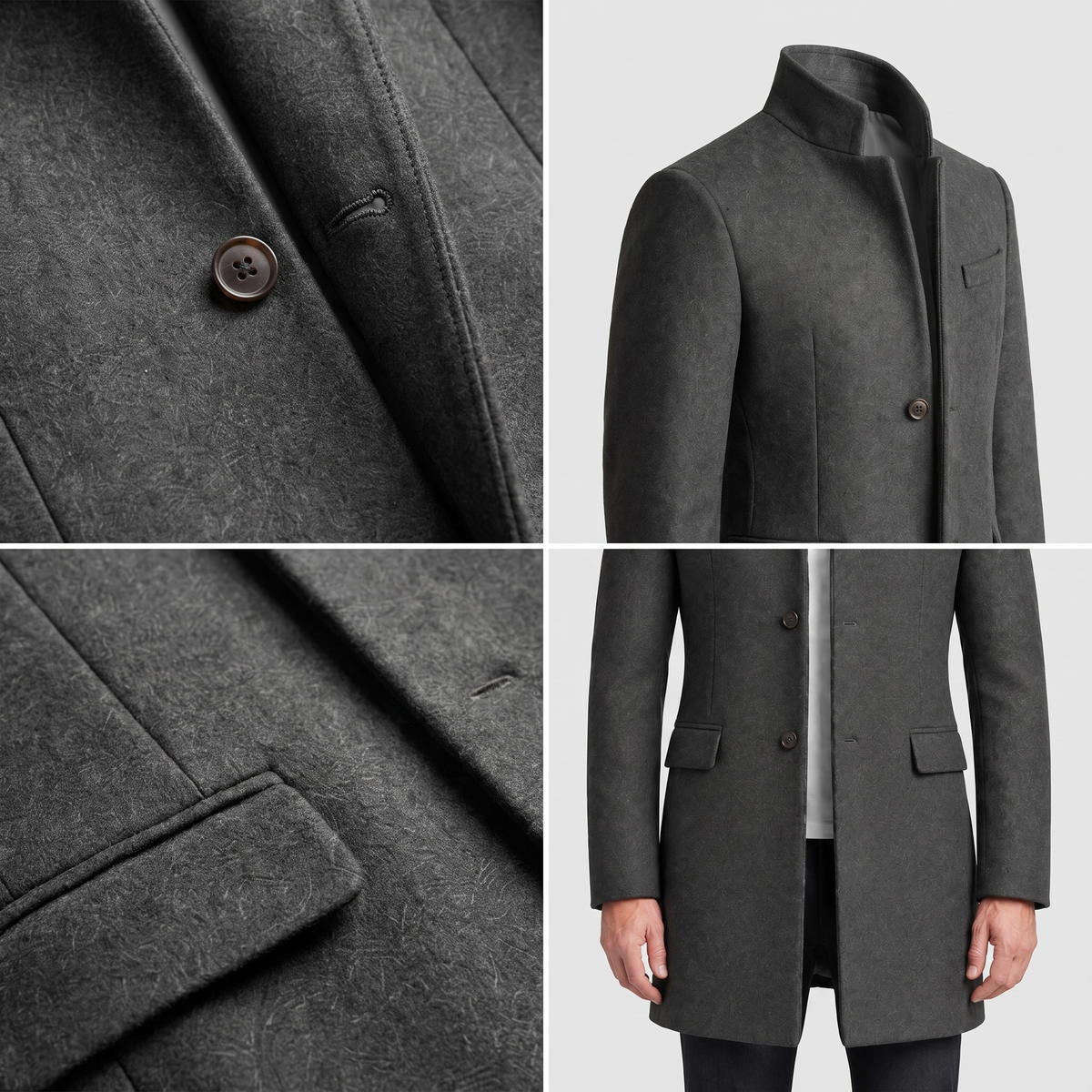 MANDARIN COLLAR TAILORED COAT
