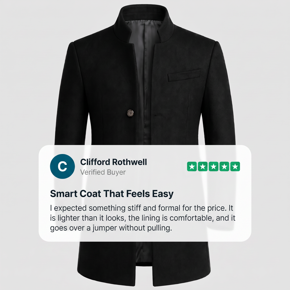MANDARIN COLLAR TAILORED COAT