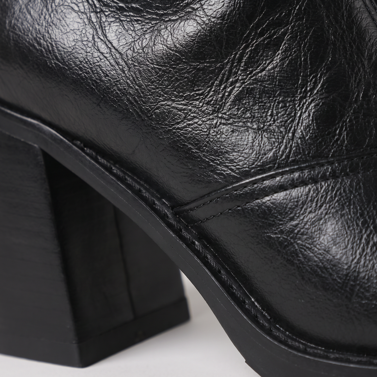 FRONT ZIP BLOCK HEEL BOOTS