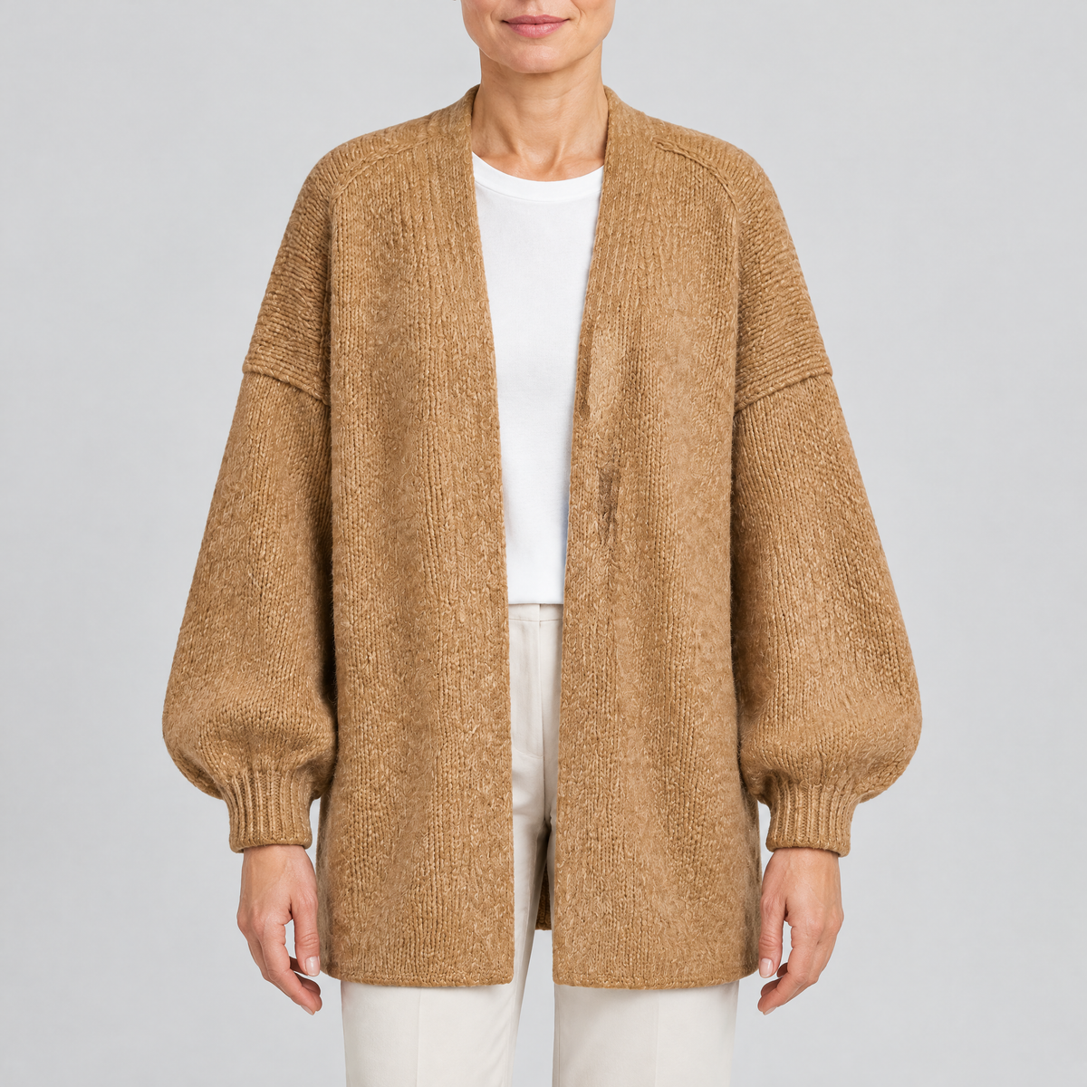 DROP SHOULDER KNIT CARDIGAN