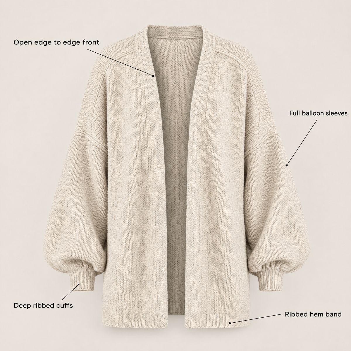 DROP SHOULDER KNIT CARDIGAN