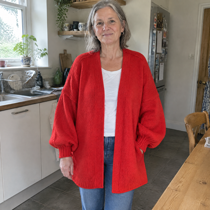 DROP SHOULDER KNIT CARDIGAN