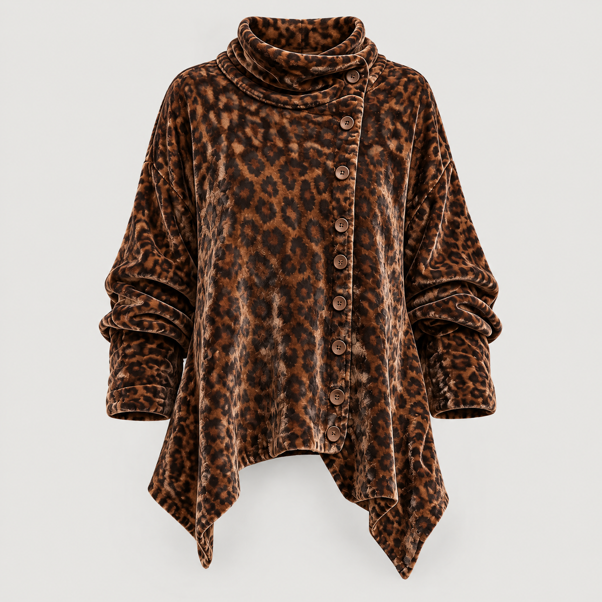 FLORAL DRAPE FUNNEL CARDIGAN