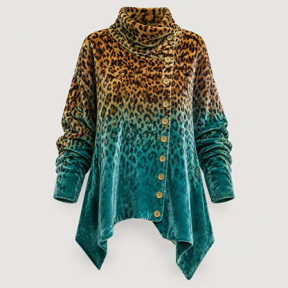 FLORAL DRAPE FUNNEL CARDIGAN