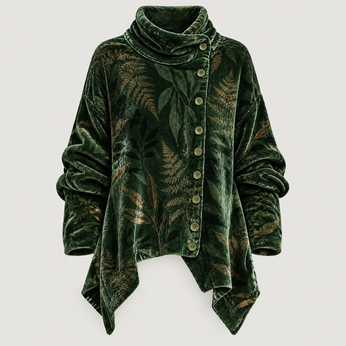 FLORAL DRAPE FUNNEL CARDIGAN