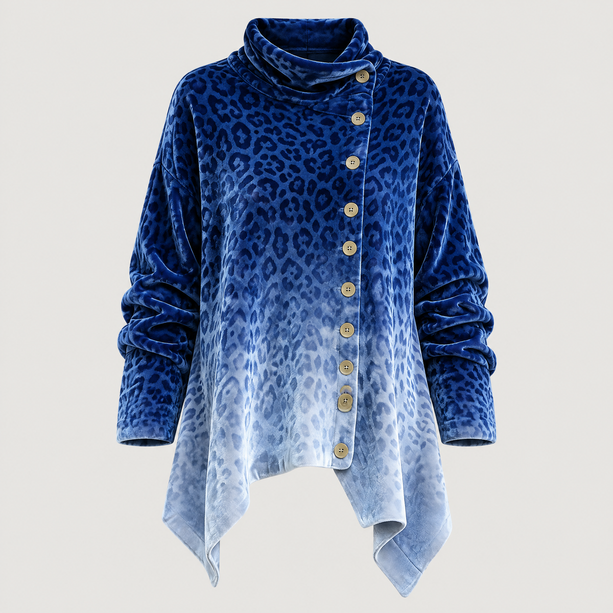 FLORAL DRAPE FUNNEL CARDIGAN