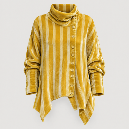 FLORAL DRAPE FUNNEL CARDIGAN