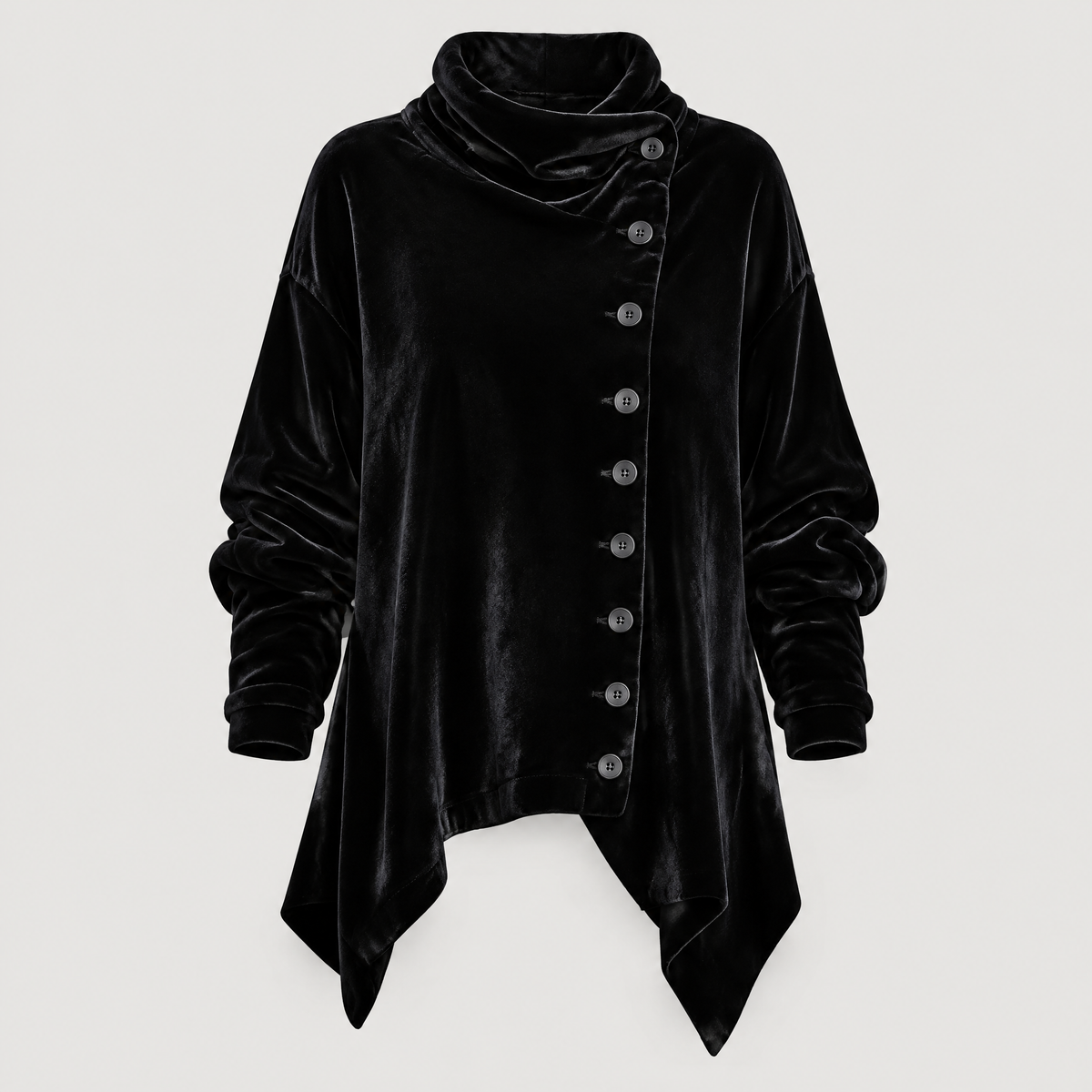 FLORAL DRAPE FUNNEL CARDIGAN