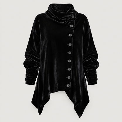 FLORAL DRAPE FUNNEL CARDIGAN