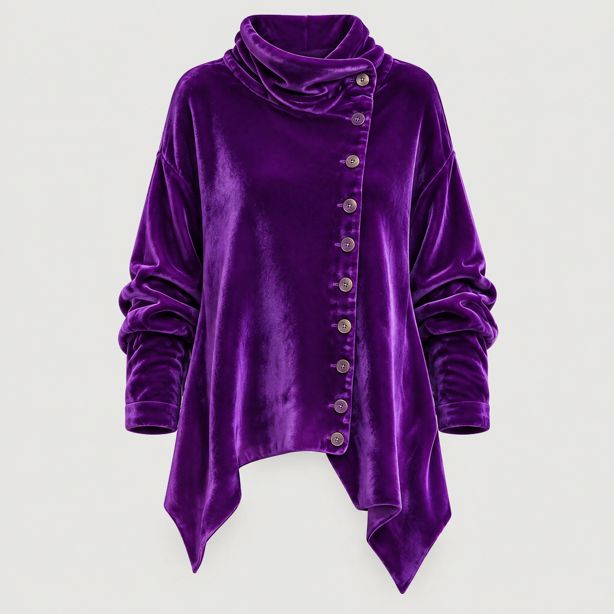 FLORAL DRAPE FUNNEL CARDIGAN