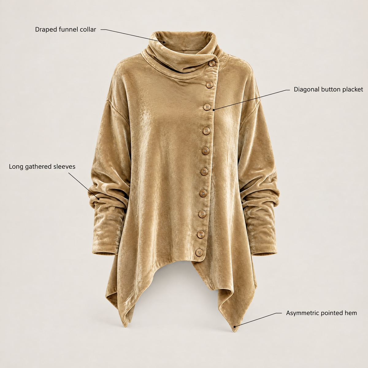 FLORAL DRAPE FUNNEL CARDIGAN