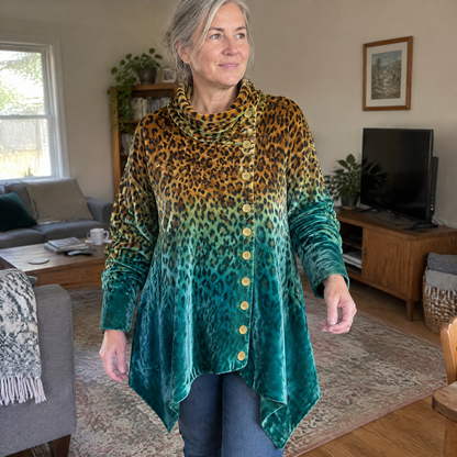 FLORAL DRAPE FUNNEL CARDIGAN