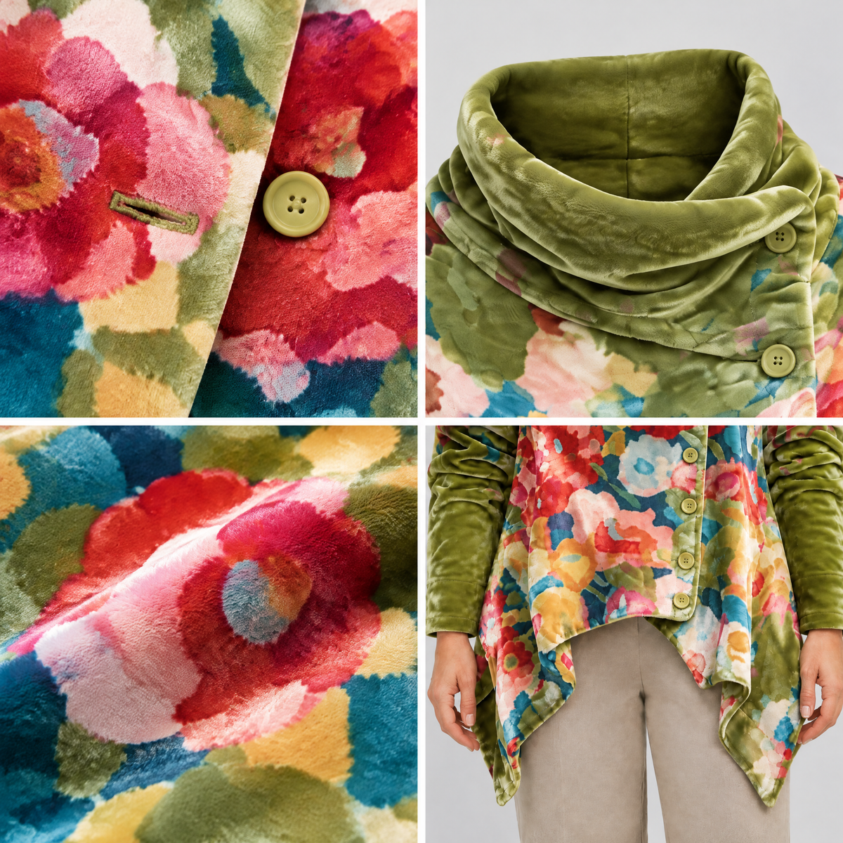 FLORAL DRAPE FUNNEL CARDIGAN