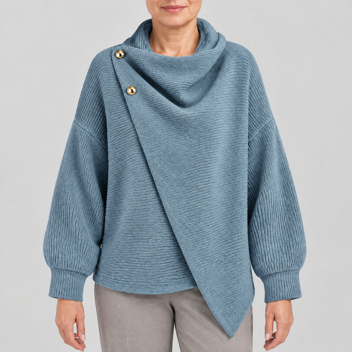 WRAP FRONT KNIT CAPE