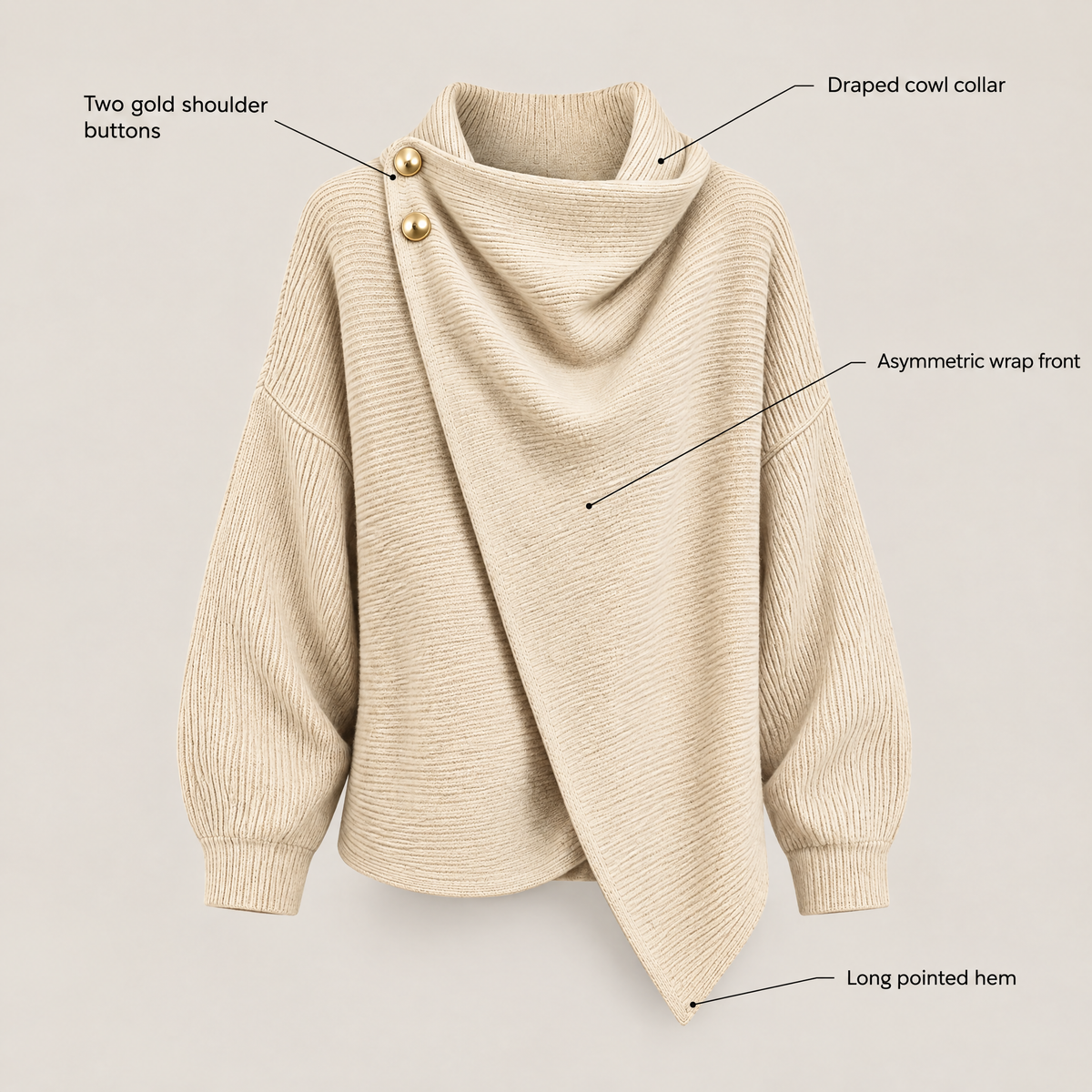 WRAP FRONT KNIT CAPE