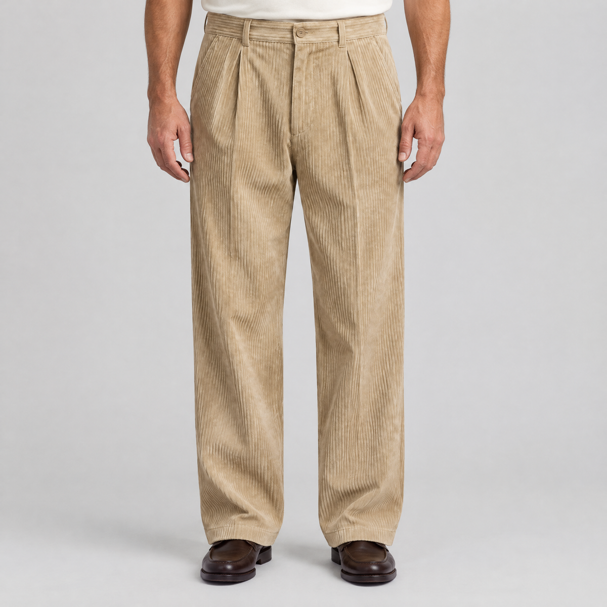 PLEATED CORDUROY TROUSERS