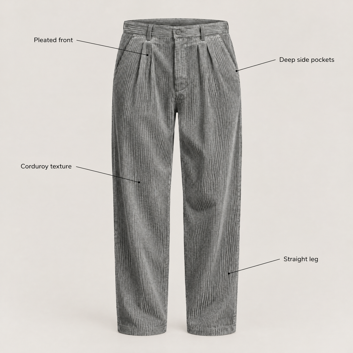 PLEATED CORDUROY TROUSERS