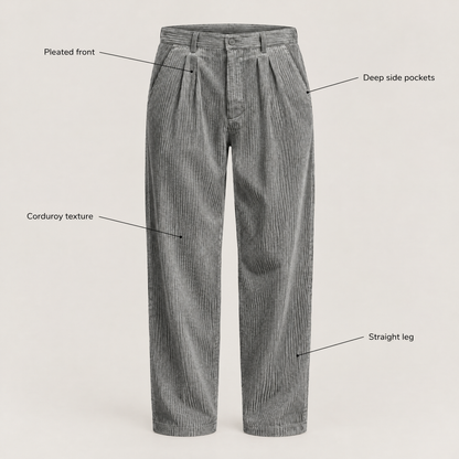 PLEATED CORDUROY TROUSERS
