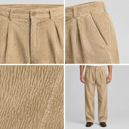 PLEATED CORDUROY TROUSERS
