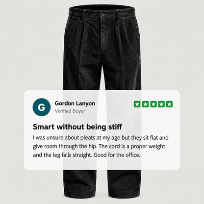 PLEATED CORDUROY TROUSERS