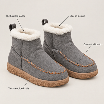 FLEECE COLLAR MOCCASIN BOOTS