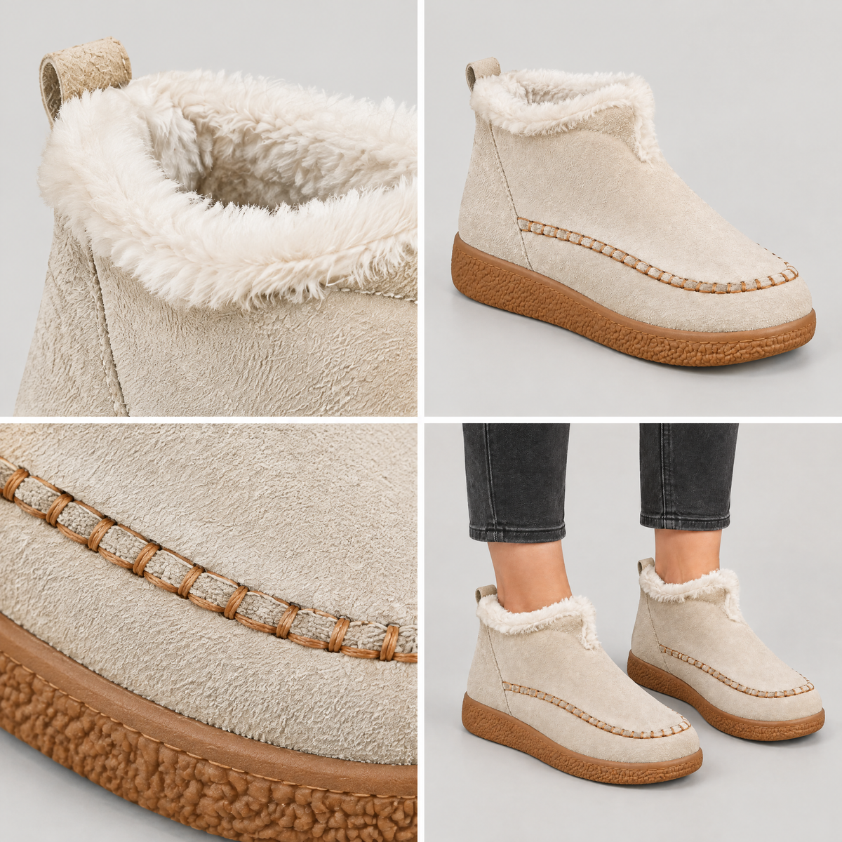 FLEECE COLLAR MOCCASIN BOOTS