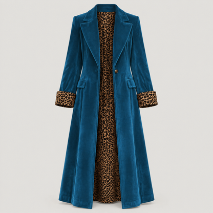 LEOPARD LINED VELVET LONG COAT