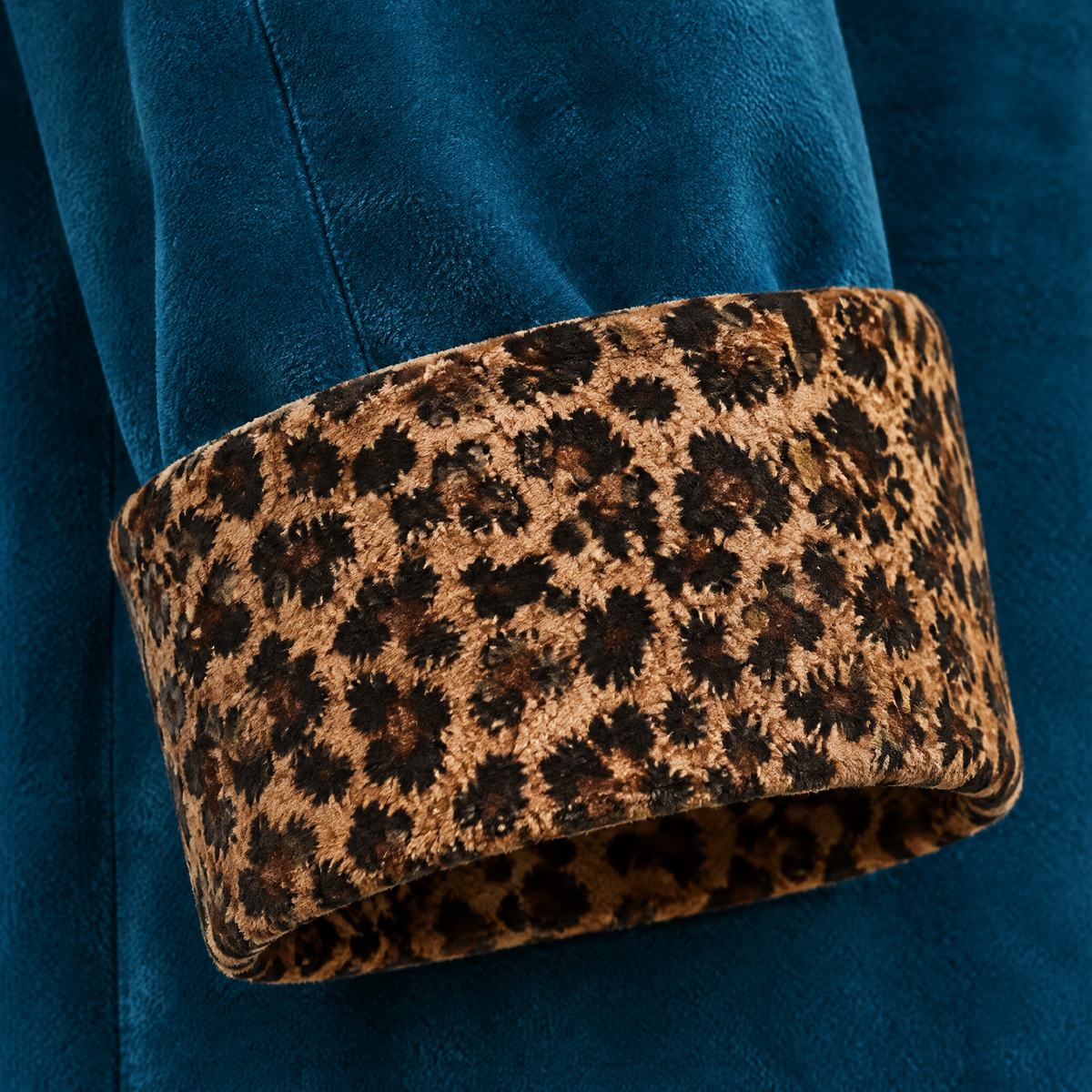 LEOPARD LINED VELVET LONG COAT