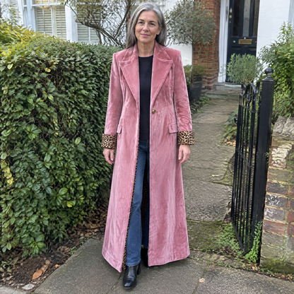 LEOPARD LINED VELVET LONG COAT