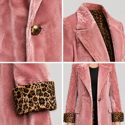 LEOPARD LINED VELVET LONG COAT