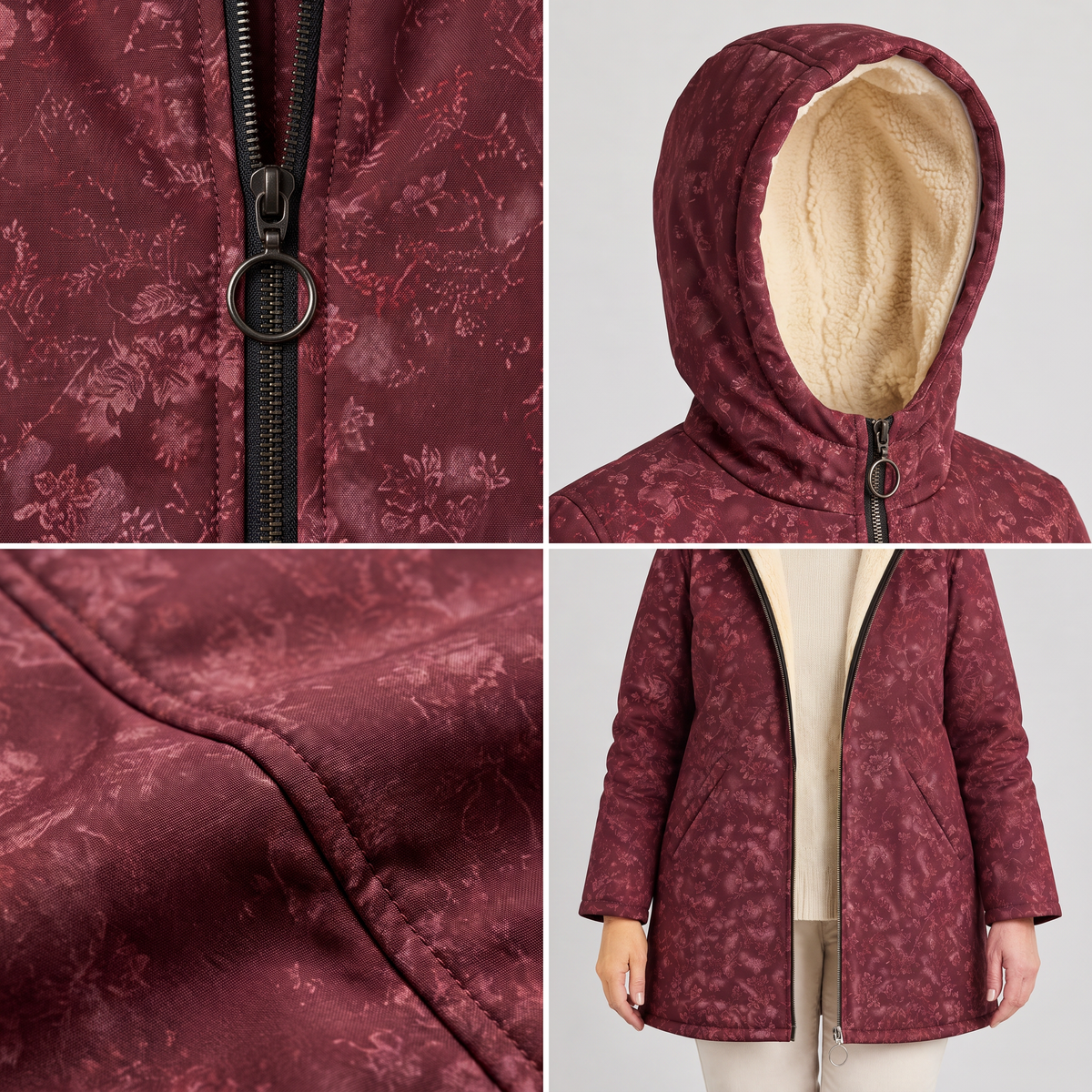 PLUSH LINED FLORAL PARKA