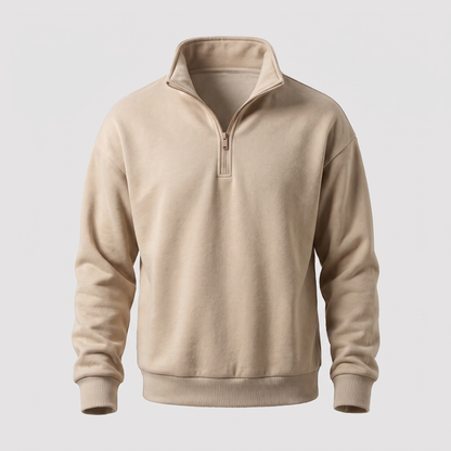 BRUSHED QUARTER ZIP SWEATSHIRT