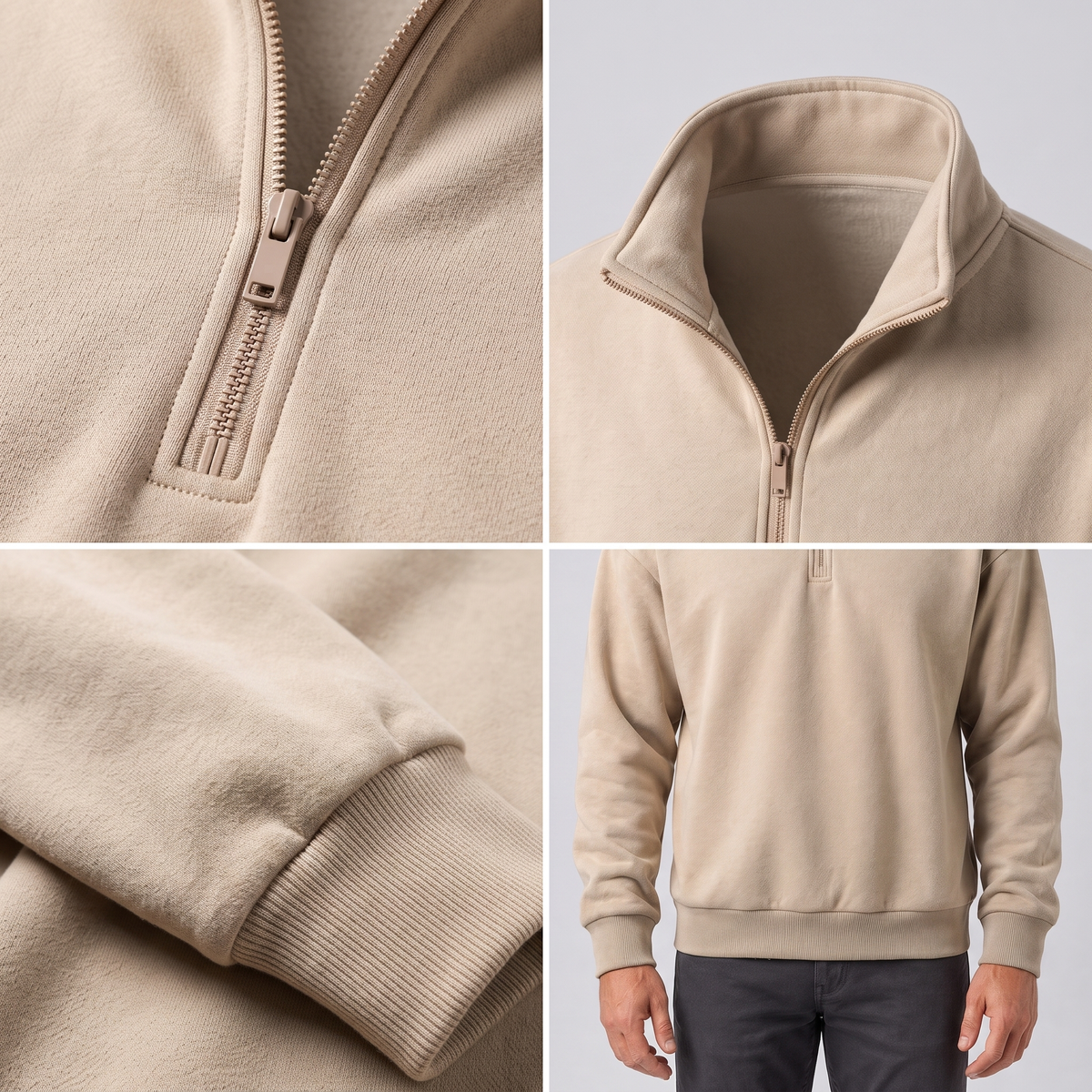 BRUSHED QUARTER ZIP SWEATSHIRT